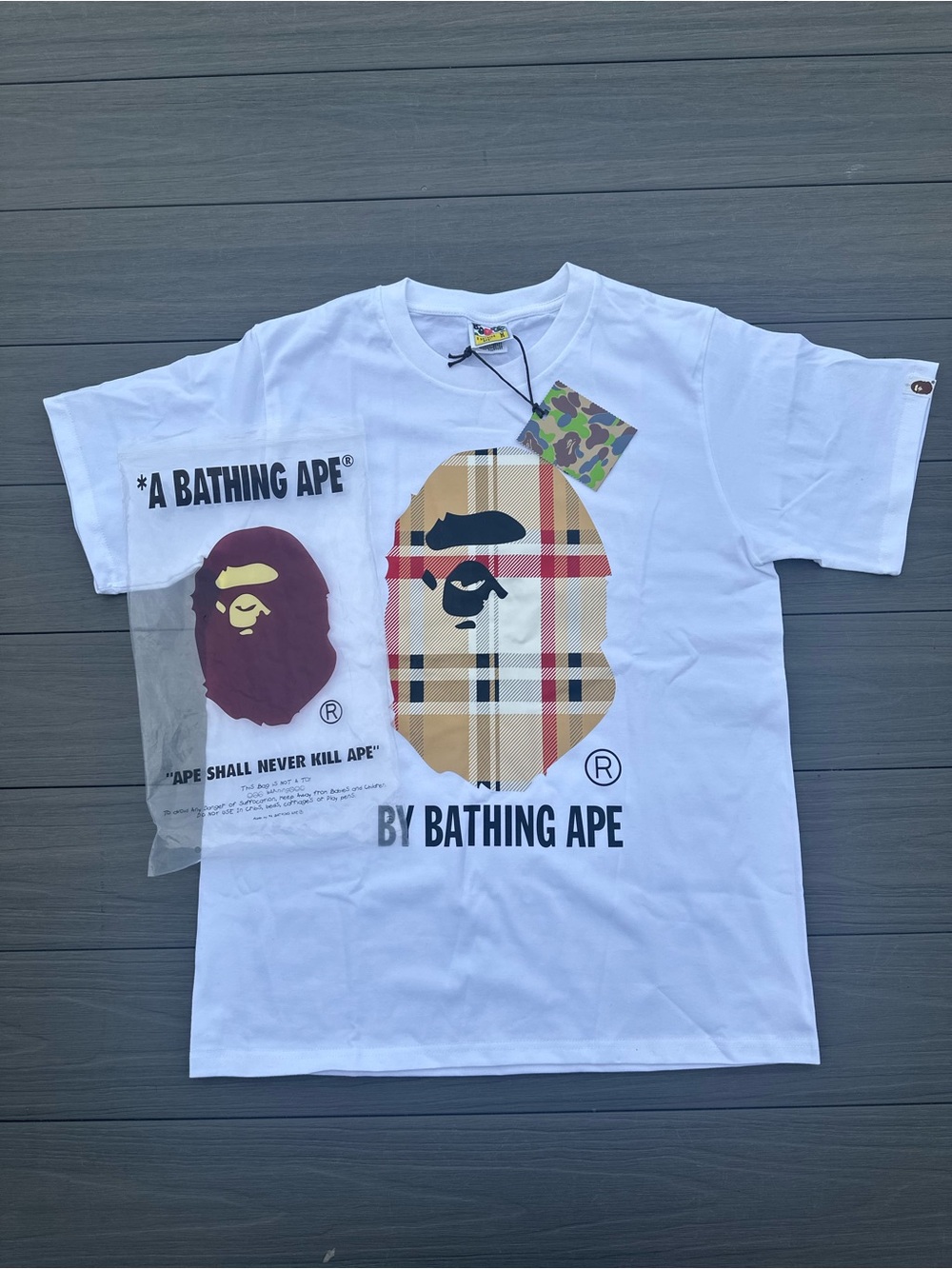 White Plaid Logo Graphic Tee
